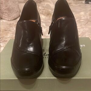 Clarks Black Leather Heeled Shoes